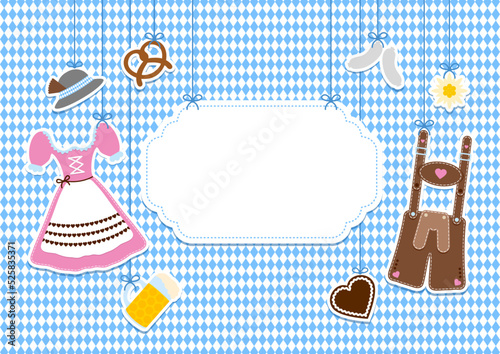 Seitlich Hängende Icons Oktoberfest Rosa Braun Schild Rautenmuster