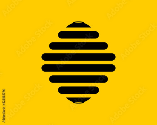Abstract bee hive with yellow background