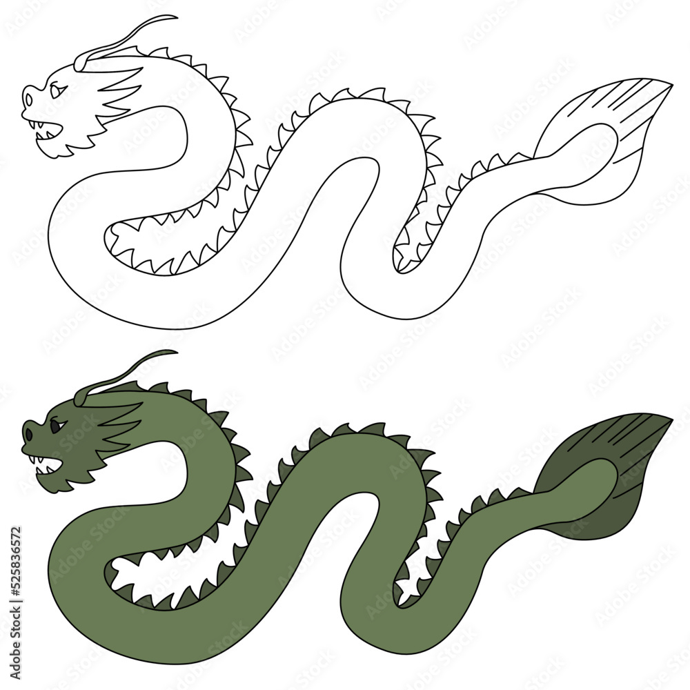 Obraz premium Chinese Dragon in Linear vector illustration