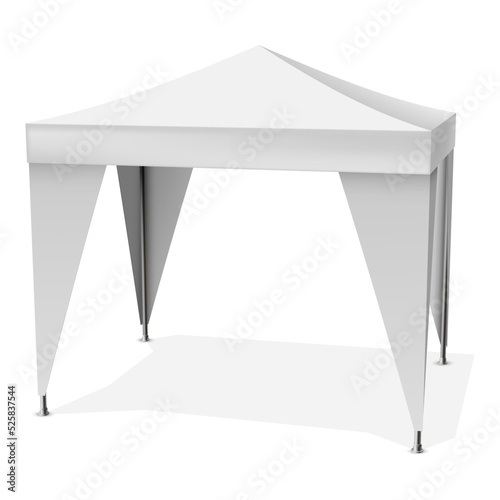 White folding tent advertising outdoor event trade show shadow realistic vector illustration