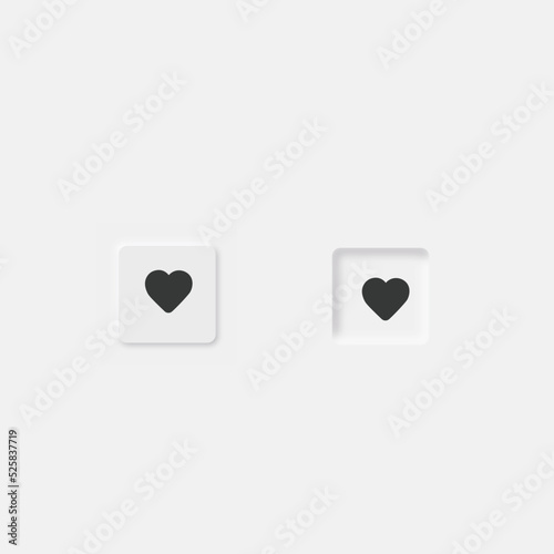 White neumorphic heart icon buttons © Samira