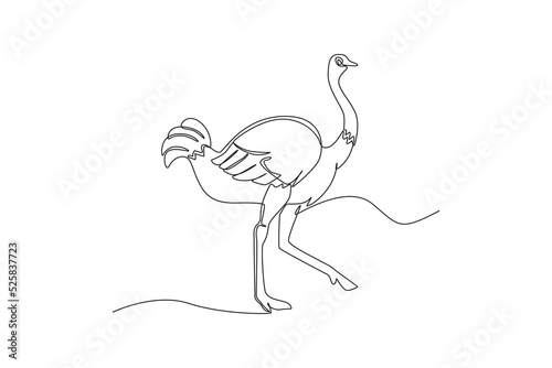 One continuous line drawing of a ostrich. Animal concept. Single line draw design vector graphic illustration.