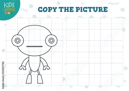 Copy picture vector illustration. Coloring game for preschool and school kids