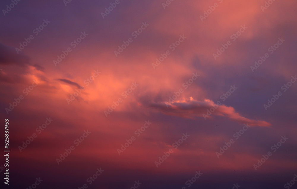 Red clouds at sunset. Dramatic sunset sky