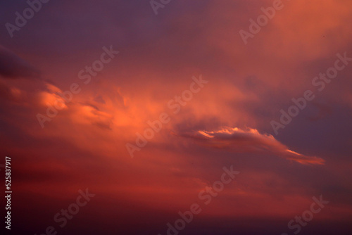 Red clouds at sunset. Dramatic sunset sky © Kybele