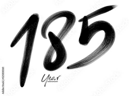 185 Years Anniversary Celebration Vector Template, 185 number logo design, 185th birthday, Black Lettering Numbers brush drawing hand drawn sketch, number logo design vector illustration