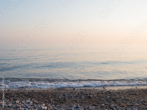 Combining sky and sea on the horizon, calm sea, relaxing beautiful landscape in pastel colors