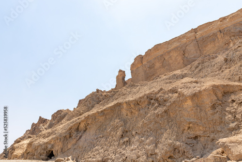 Lots  wife - Eshet Lot is a rock salt column on Mount Sodom - Sdom - on coast of Dead Sea in Israel. Reminiscent of shape of a woman dressed in a veil. Traditionally perceived as petrified wife of Lot