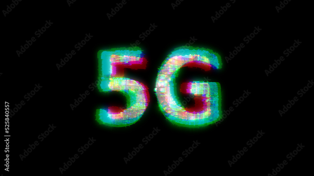 cybernetic text 5G with massive chromatic aberrance distortion, isolated - object 3D illustration cybernetic text 5G with massive chromatic aberrance distortion, isolated - object 3D illustration