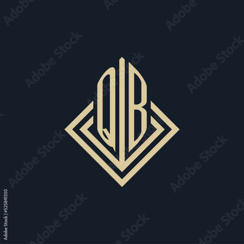 Initials QB logo rhombus lines shape style, luxury modern real estate logo design