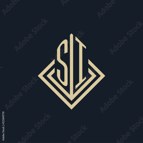 Initials SI logo rhombus lines shape style, luxury modern real estate logo design