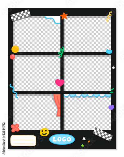 mini icon kawaii cute automatic sticker photo booth vector frame