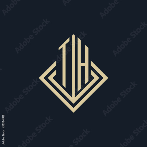 Initials TH logo rhombus lines shape style, luxury modern real estate logo design