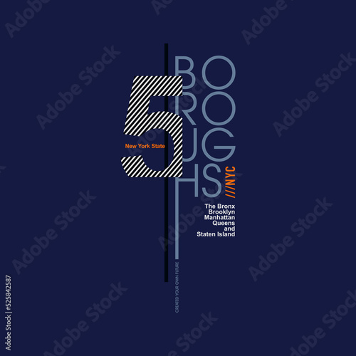 five borough typography for print t shirt premium vector 
