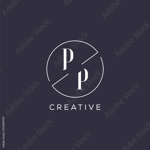 Elegant look monogram PP logo with simple circle line