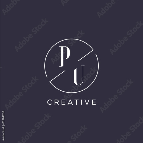 Elegant look monogram PU logo with simple circle line
