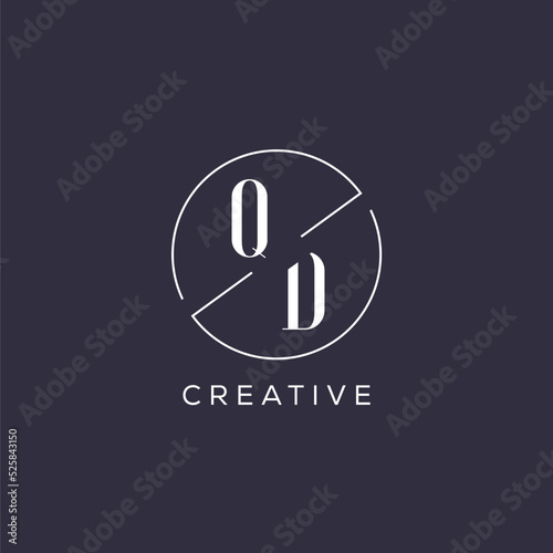 Elegant look monogram QD logo with simple circle line photo
