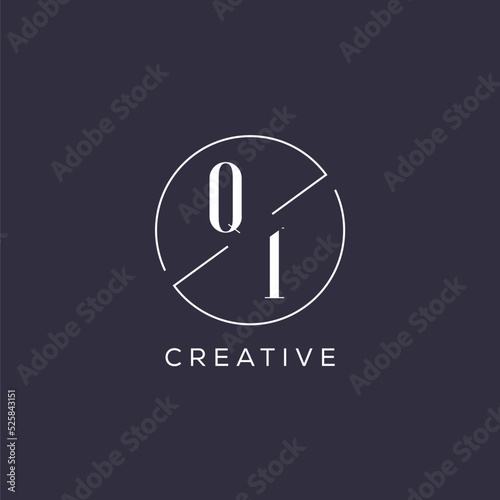 Elegant look monogram QI logo with simple circle line