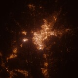 Sacramento (California, USA) street lights map. Satellite view on modern city at night. Imitation of aerial view on roads network. 3d render