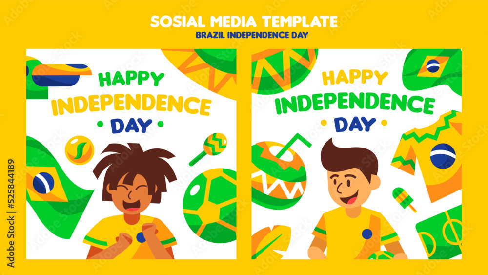 Obraz premium flat design brazil independece day instagram posts collection