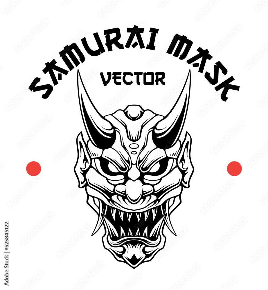 LIne art icon design samurai mask illustration