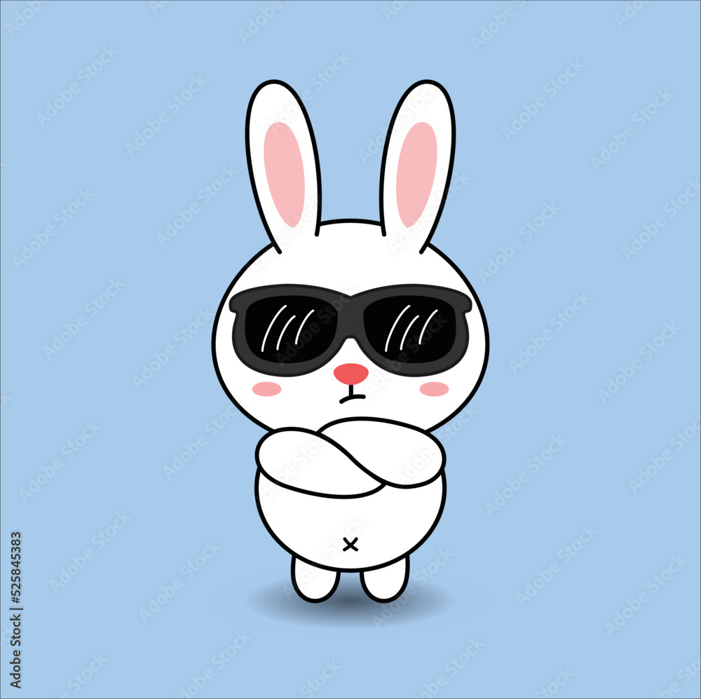kawaii cute bunny vector design illustration line art