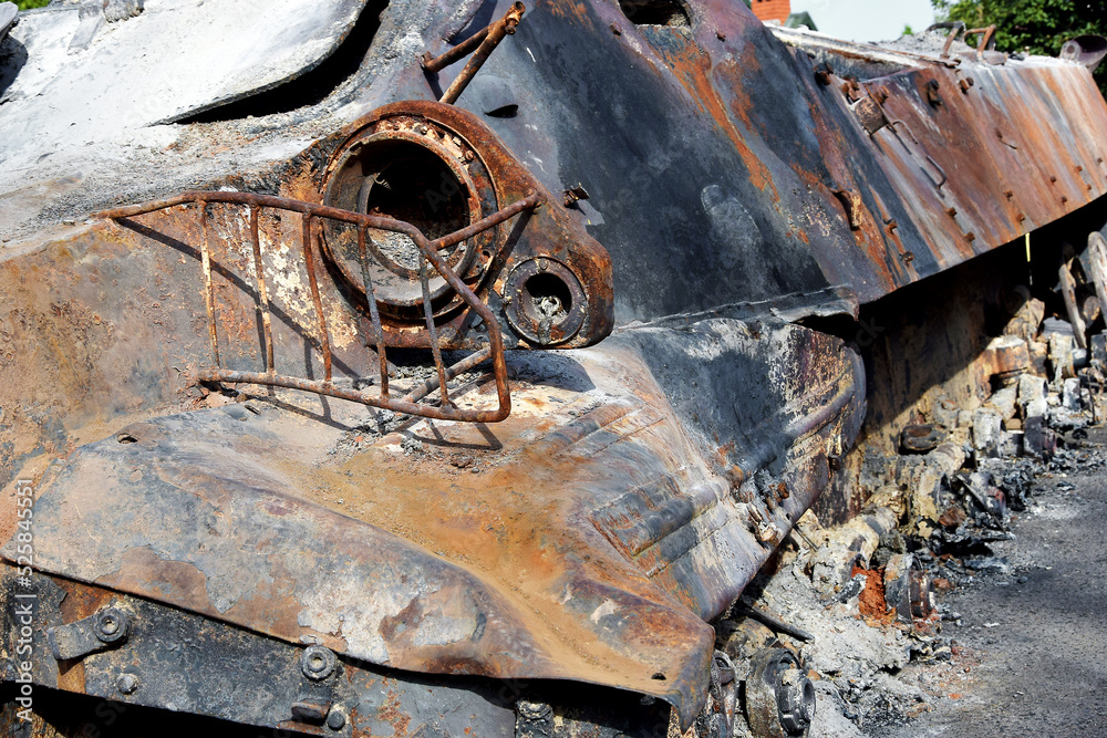 Burnt part of an infantry fighting vehicle