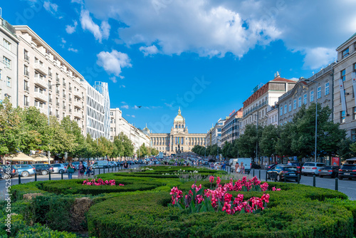 Photography Prague, Czech Republic - August 16, 2022 : Wenceslas Square view in Prague City