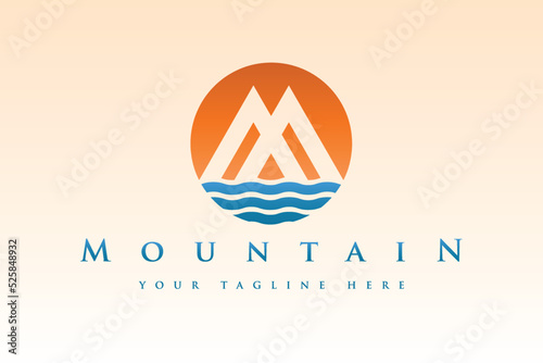Sun shape line design modern design m letter logo template with orange, blue and green gradient 