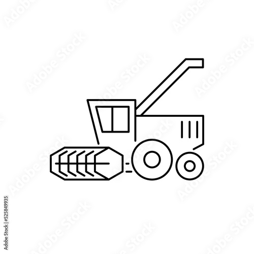 Combine harvester linear icon. Editable stroke
