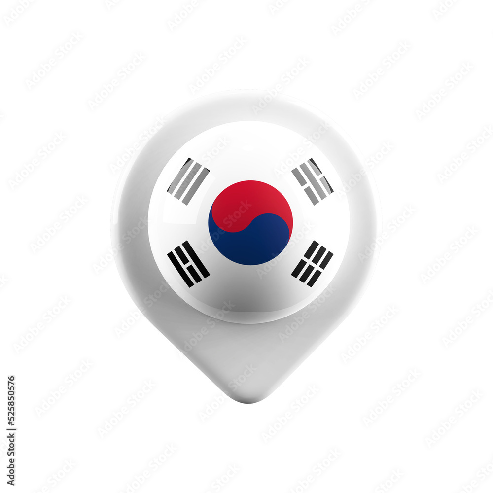 3D Icon of Location of South Korea