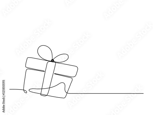 Fotografia Gift box. Continuous line drawing.