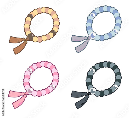数珠のイラストのセット