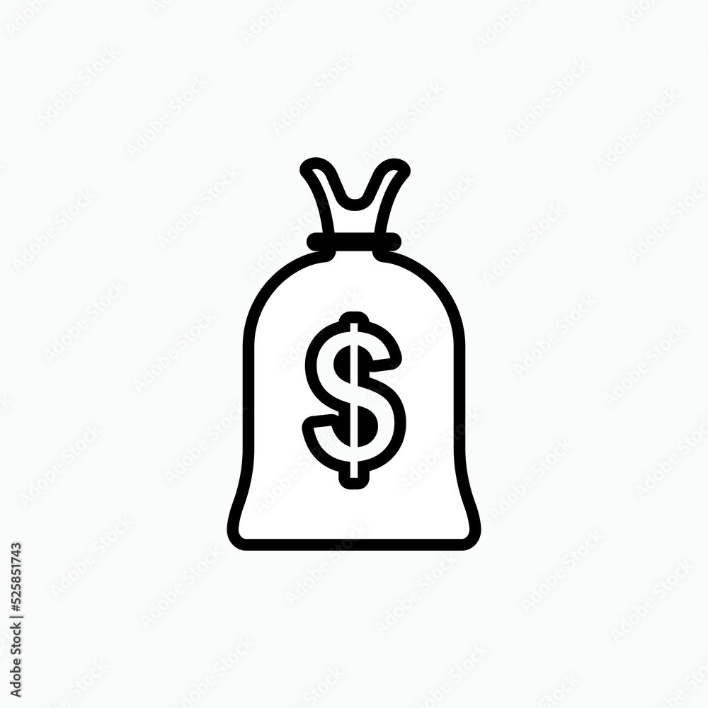 Asset Icon. Money Bag Symbol - Vector. Asset Icon. Money Bag Symbol - Vector.