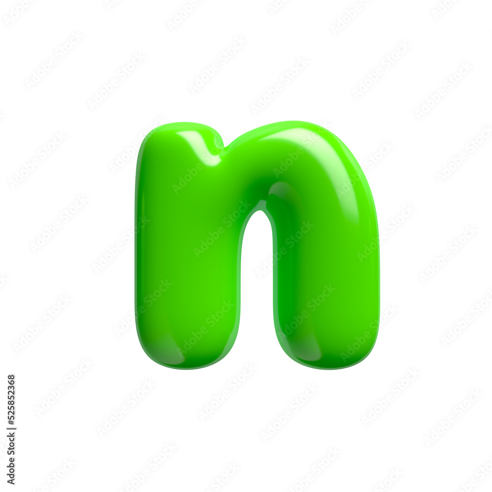 Green 3d font - lowercase isolated glossy 3d letter n Green 3d font - lowercase isolated glossy 3d letter n