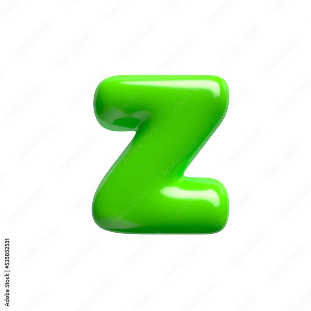 Green 3d font - lowercase isolated glossy 3d letter z Green 3d font - lowercase isolated glossy 3d letter z