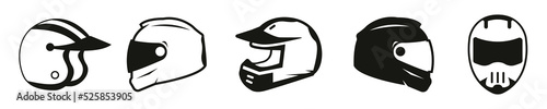 Motorcycle helmets vector set icon