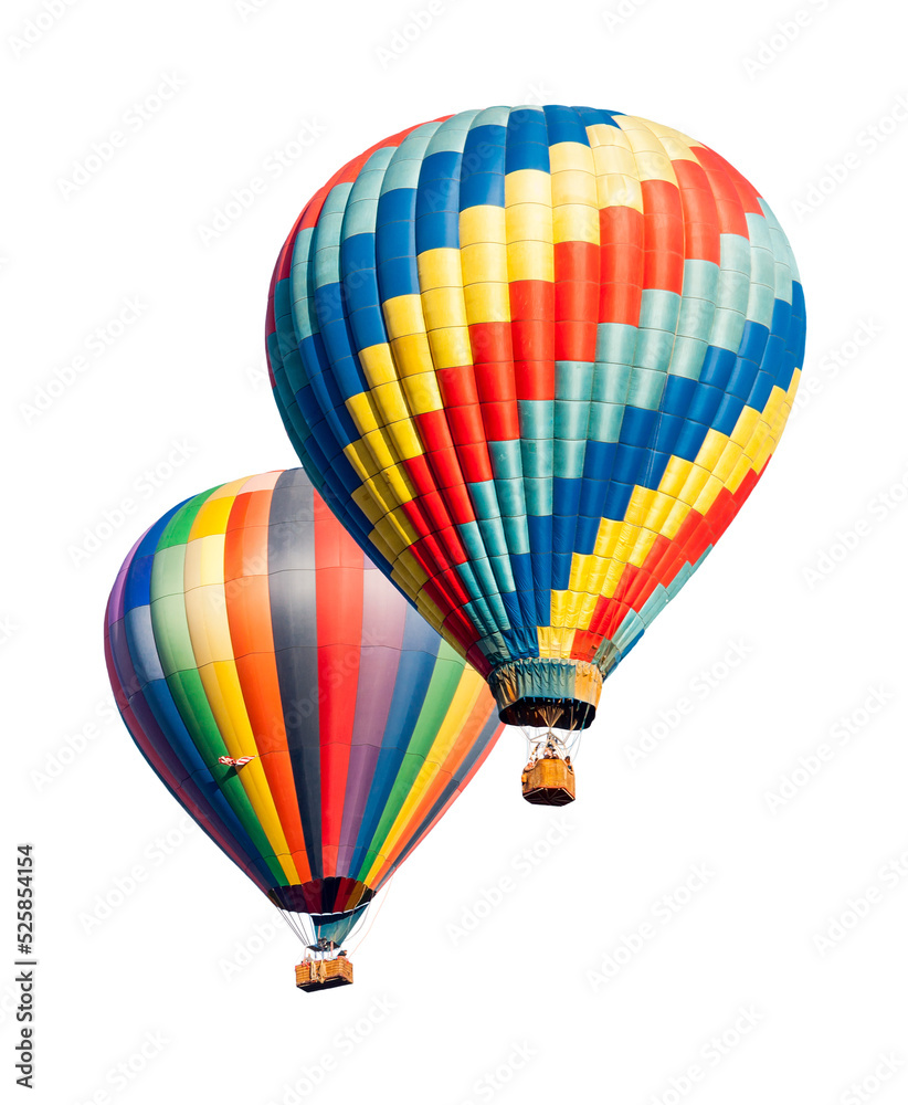 Obraz premium Transparent PNG of A Pair of Hot Air Balloons.