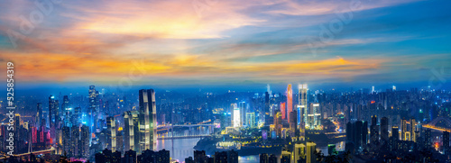Fotografia Summer sunset dusk and night city scenery, Chongqing, China