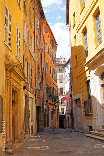 Narrow street in the old town  Grasse  France 