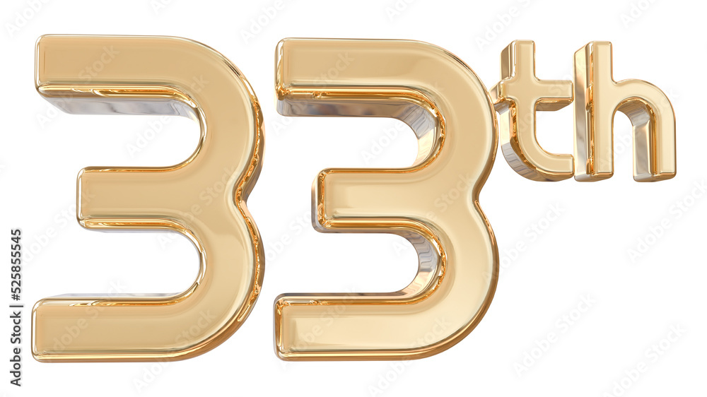 number 33th years anniversary gold 3d number 33th years anniversary gold 3d