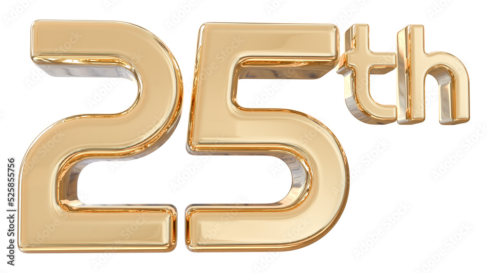 number 25th years anniversary gold 3d number 25th years anniversary gold 3d