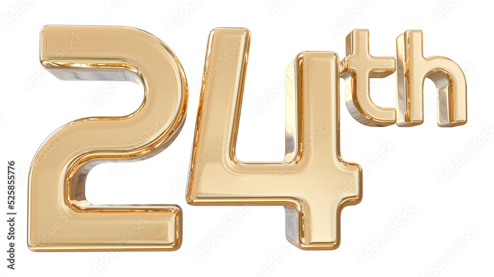 number 24th years anniversary gold 3d number 24th years anniversary gold 3d