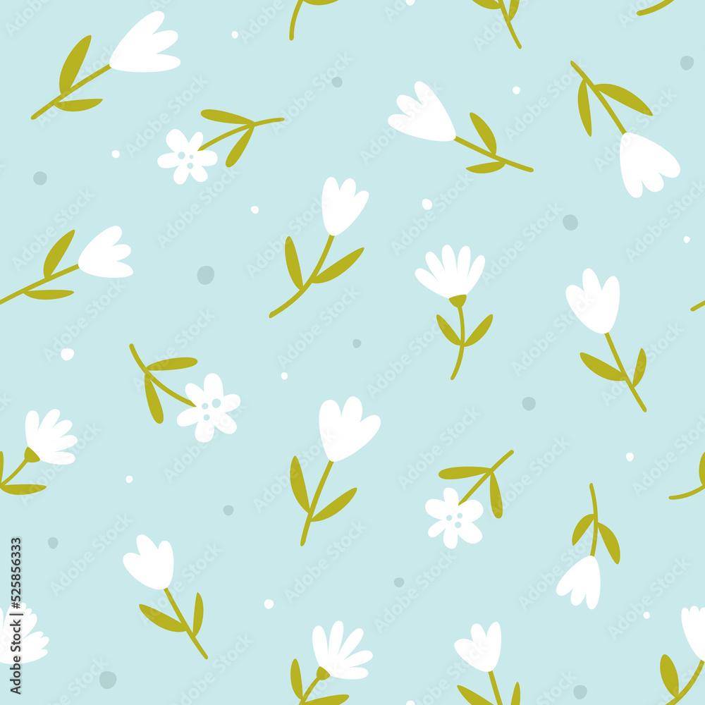 Simple abstract flower pattern. Seamless vector doodle print for textile and fabric.