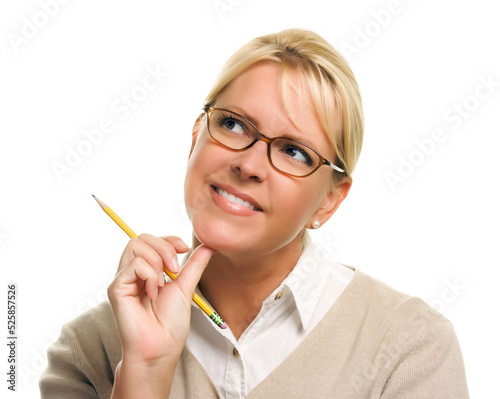 Beautiful Woman with Pencil...