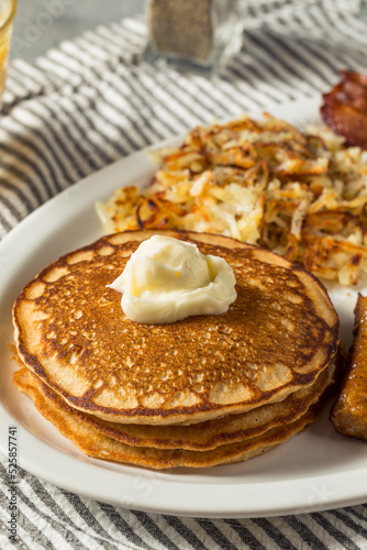 Full Homemade American Pancake Breakfast Brunch