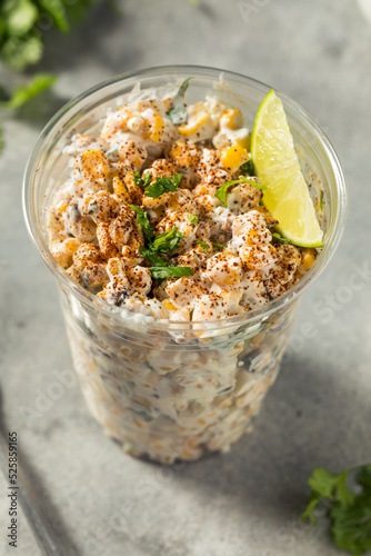 Homemade Corn Elote Esquites in a Cup photo