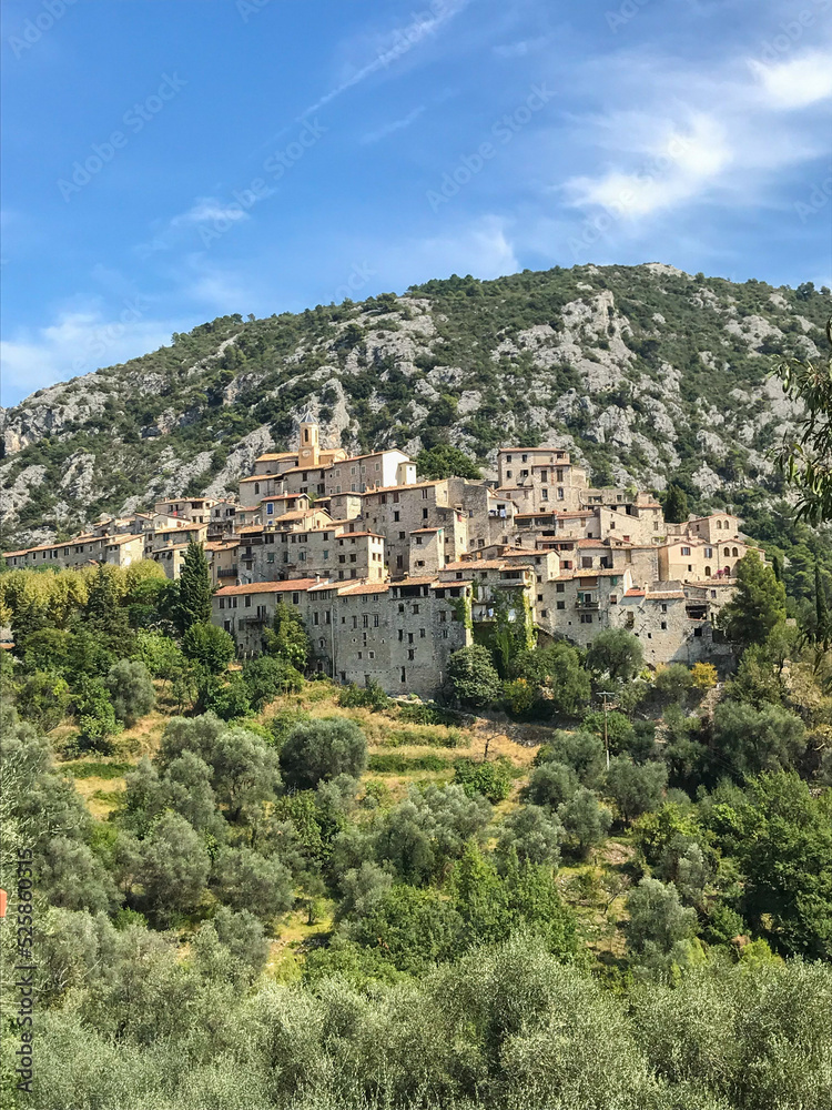 Peillon Village, South of France. Panoramic view of the medieval perched village close to Nice.