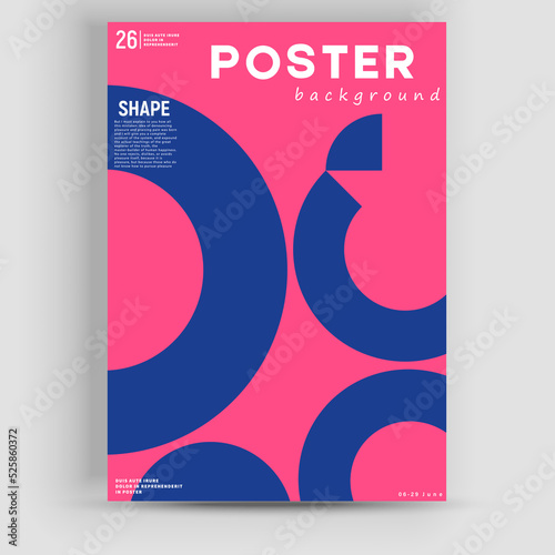 Bauhaus inspired graphic design of vector poster mockup created with vector abstract elements, lines and bold geometric shapes, useful for poster art, front page design, decorative prints.