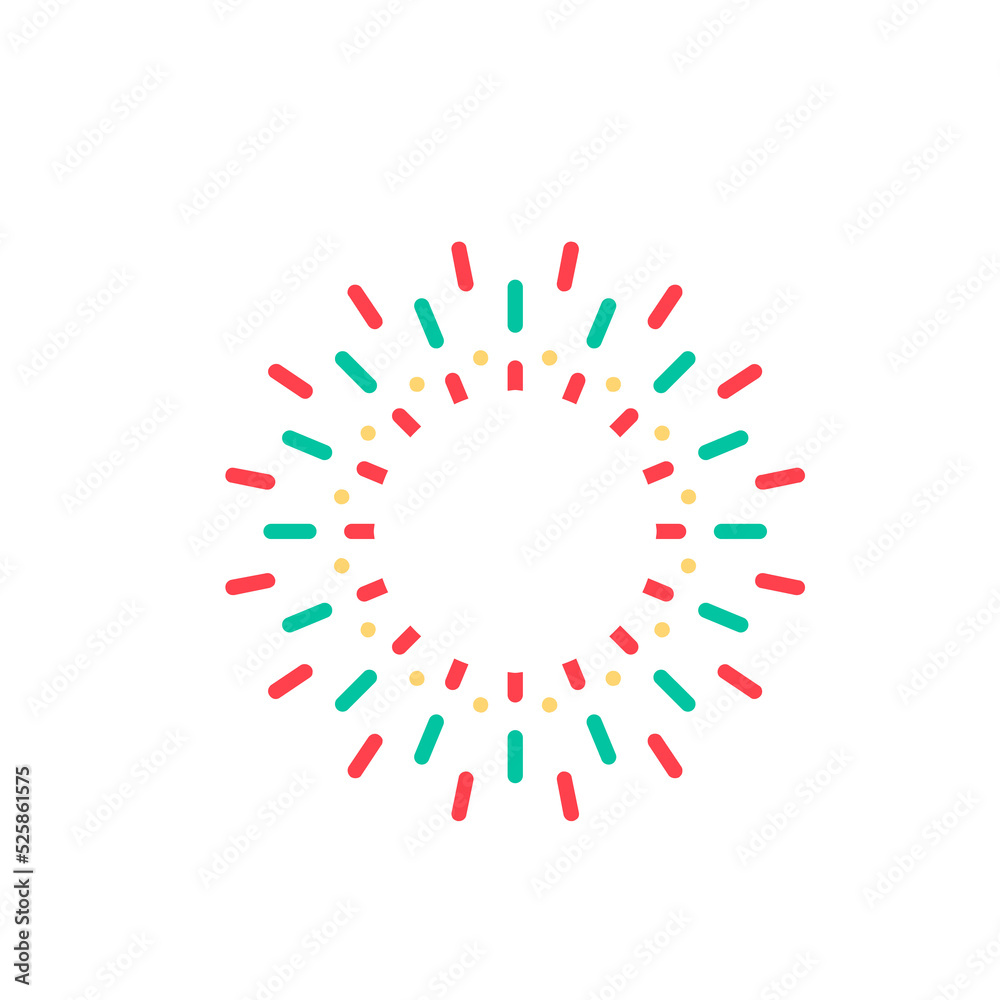 Obraz premium Colorful fireworks that burst from the center in the New Year's celebration. Isolated on background.